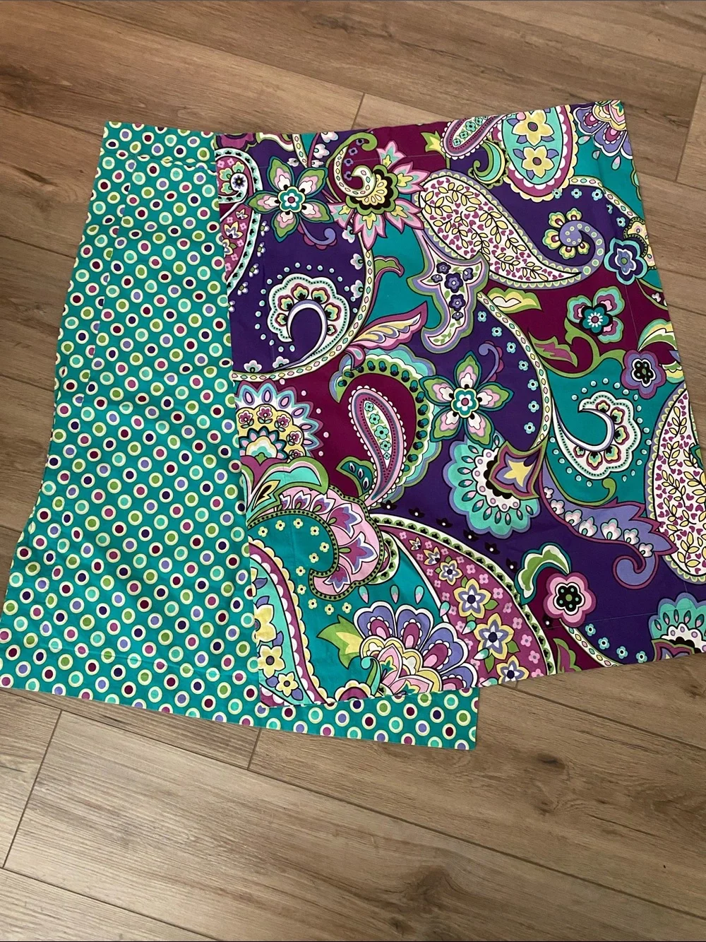Vera Bradley Heather Paisley Teal Multicolor Polka Dot Pillow Cases Shams
